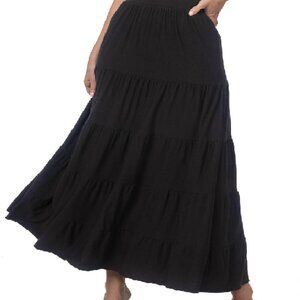 Zenana Maxi Skirt Womens Plus Size Tiered Raw Hem Plus Size 1X-2X - 3X